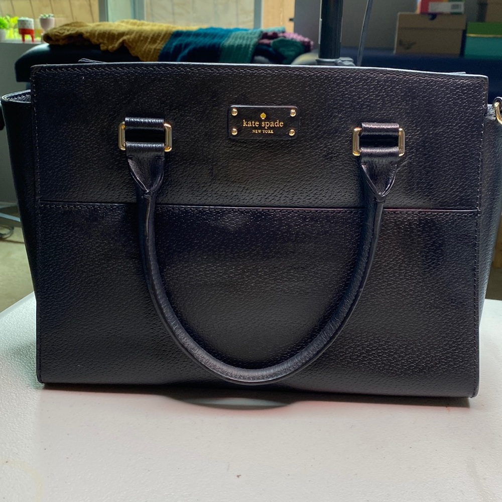 Black leather cross body Kate spade purse